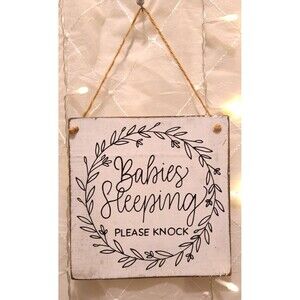 HOME DECOR BABIES SLEEPING WHITE DISTRESSED RUSTIC FARMHOUSE FRENCH COUNTRY